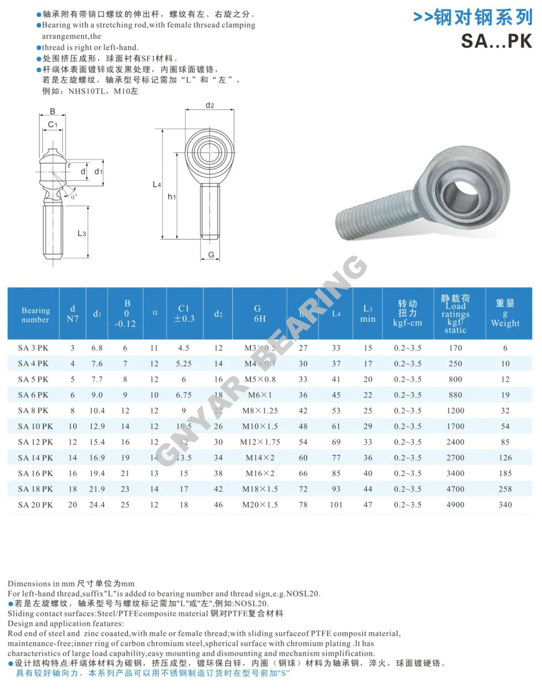 Adjustable Ball Joint Rod Ends Phs POS NHS Series Tie Rod End for Volvo Truck